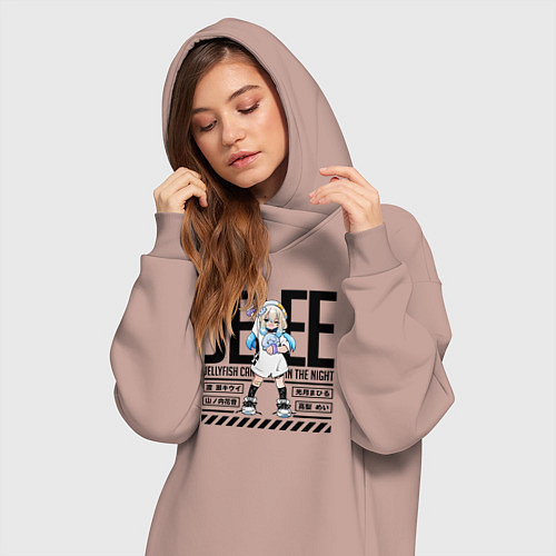 Женская толстовка-платье Jelee-chan медуза не умеет плавать в ночи / Пыльно-розовый – фото 3
