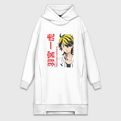 Женское худи-платье Токийские мстители Казутора Ханемия Hanemiya Kazut, цвет: белый