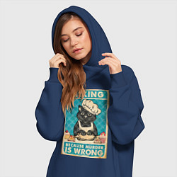 Женское худи-платье Кот пекарь, цвет: тёмно-синий — фото 2