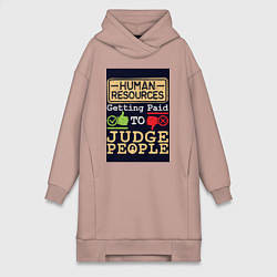 Женское худи-платье Прием на работу, цвет: пыльно-розовый