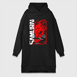 Женское худи-платье Cyberpunk samurai, цвет: черный