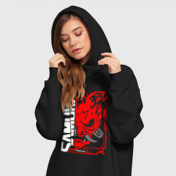 Женское худи-платье Cyberpunk samurai, цвет: черный — фото 2