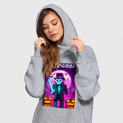 Женское худи-платье Скелет в шляпе с мечом - Майнкрафт, цвет: меланж — фото 2