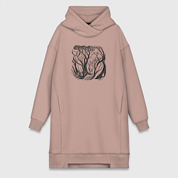 Женская толстовка-платье Природа и деревья в стиле модерн