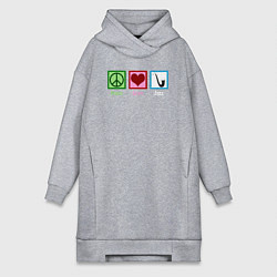Женское худи-платье Мир любовь джаз, цвет: меланж
