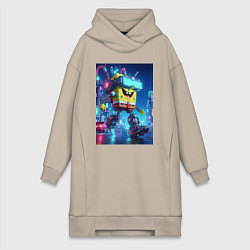 Женская толстовка-платье Cyber Sponge Bob - neon glow fantasy
