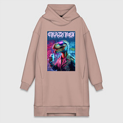 Женское худи-платье Crazy rex - ai art fantasy, цвет: пыльно-розовый