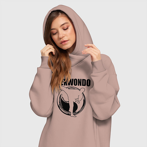 Женская толстовка-платье Тхэквондо удар ногой / Пыльно-розовый – фото 3