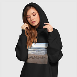 Женское худи-платье Имя Анна на песке, цвет: черный — фото 2