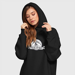 Женское худи-платье Путешествие на велике, цвет: черный — фото 2