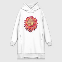 Женская толстовка-платье Узор - красный цветок