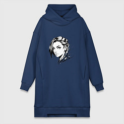 Женское худи-платье Девушка эмо, цвет: тёмно-синий