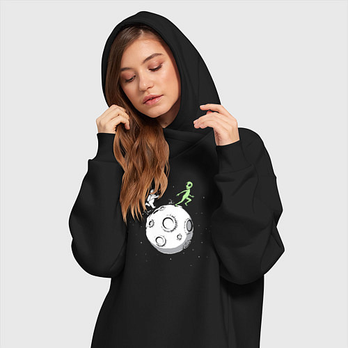 Женская толстовка-платье Бег по Луне / Черный – фото 3