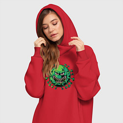 Женское худи-платье Вирус злодей, цвет: красный — фото 2