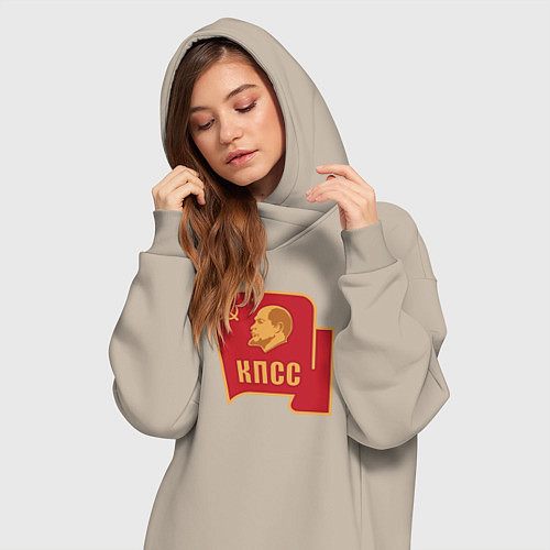 Женская толстовка-платье Владимир Ленин КПСС / Миндальный – фото 3