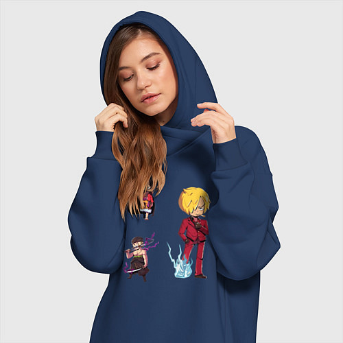 Женская толстовка-платье Ван-Пис Санджи Зоро / Тёмно-синий – фото 3