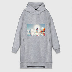 Женская толстовка-платье Девушка на фантастическом пляже