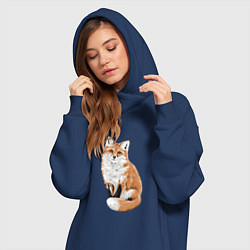 Женское худи-платье Осенняя лисица, цвет: тёмно-синий — фото 2