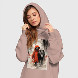 Женское худи-платье Красная шапочка с волком, цвет: пыльно-розовый — фото 2