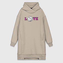 Женское худи-платье Love volley, цвет: миндальный