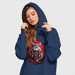 Женское худи-платье Кот викинг, цвет: тёмно-синий — фото 2