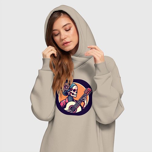 Женская толстовка-платье Мёртвая гитаристка / Миндальный – фото 3