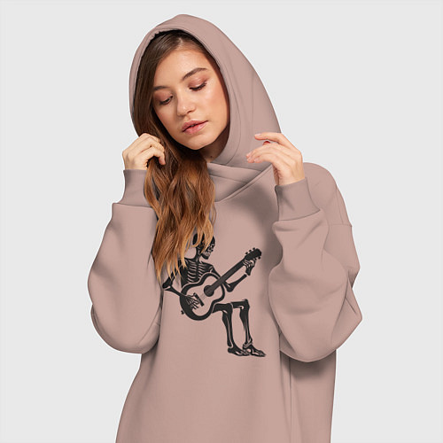Женская толстовка-платье Скелет гитарист / Пыльно-розовый – фото 3