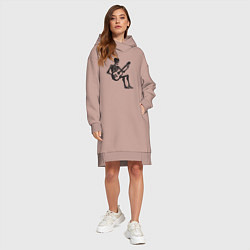 Женское худи-платье Скелет гитарист, цвет: пыльно-розовый — фото 2