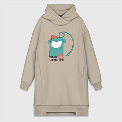 Женское худи-платье Мечтай по-крупному малыш, цвет: миндальный