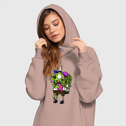Женское худи-платье Спанч Боб - зомби, цвет: пыльно-розовый — фото 2
