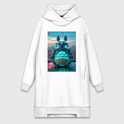 Женская толстовка-платье Cyber Totoro - neon glow fantasy