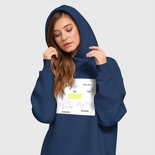 Женская толстовка-платье Big bang подписи участников / Тёмно-синий – фото 3