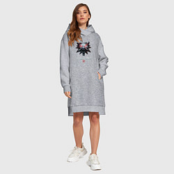 Женское худи-платье Ведьмак лого из игры, цвет: меланж — фото 2