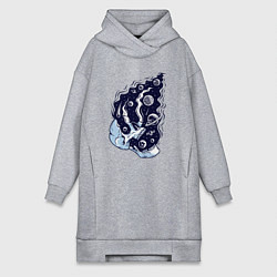Женское худи-платье Космический черепок, цвет: меланж