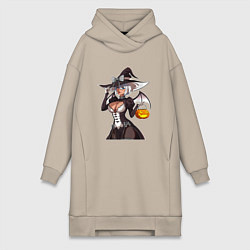 Женское худи-платье 2B ведьма - Nier automata, цвет: миндальный
