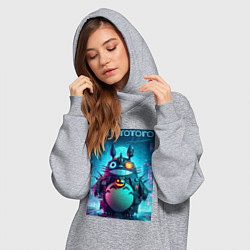 Женское худи-платье Cyber Totoro - halloween fantasy, цвет: меланж — фото 2
