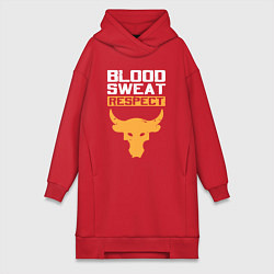 Женское худи-платье Blood sweet respect logo, цвет: красный