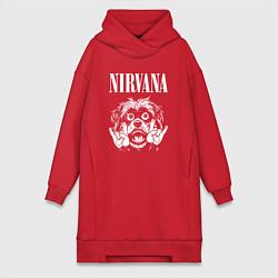 Женское худи-платье Nirvana rock dog, цвет: красный