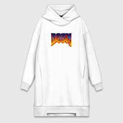 Женское худи-платье Doom logotype, цвет: белый
