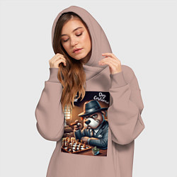 Женское худи-платье Партия в шахматы с крёстным отцом, цвет: пыльно-розовый — фото 2