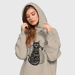 Женское худи-платье Keep calm and love cats, цвет: миндальный — фото 2