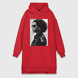 Женская толстовка-платье Кибер портрет