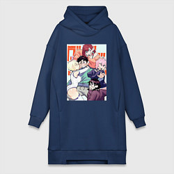 Женское худи-платье Дандадан: Момо Аясэ, цвет: тёмно-синий