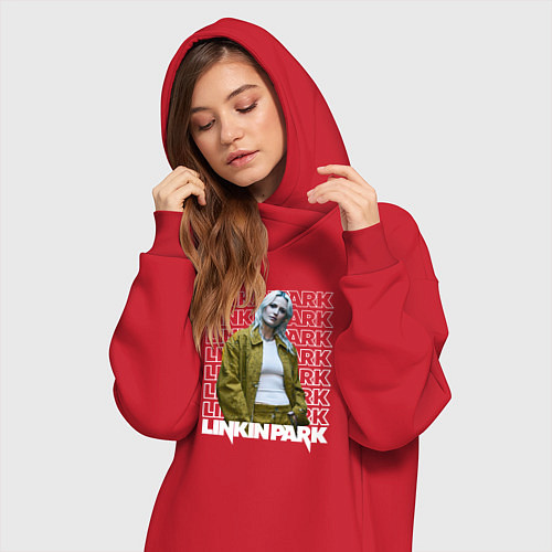 Женская толстовка-платье Linkin Park Emily Armstrong / Красный – фото 3