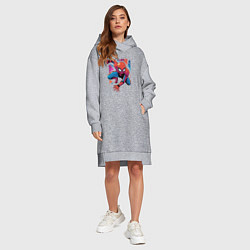 Женское худи-платье Крутой Человек-паук, цвет: меланж — фото 2