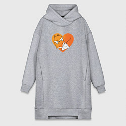 Женское худи-платье Мама лиса с ребенком, цвет: меланж