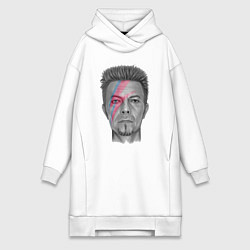 Женское худи-платье David Bowie rock singer, цвет: белый