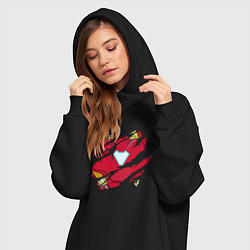 Женское худи-платье Костюм Железного человека под одеждой, цвет: черный — фото 2