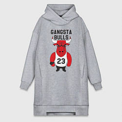 Женское худи-платье Gangsta Bulls 23 цвета меланж — фото 1