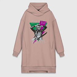 Женское худи-платье David Bowie hand goggles, цвет: пыльно-розовый